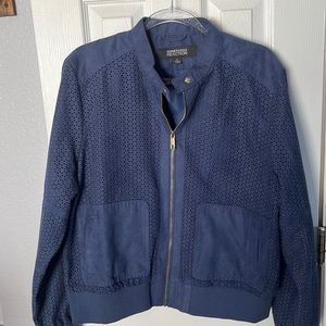 Kenneth Cole Reaction NWT zip up faux suede blue jacket